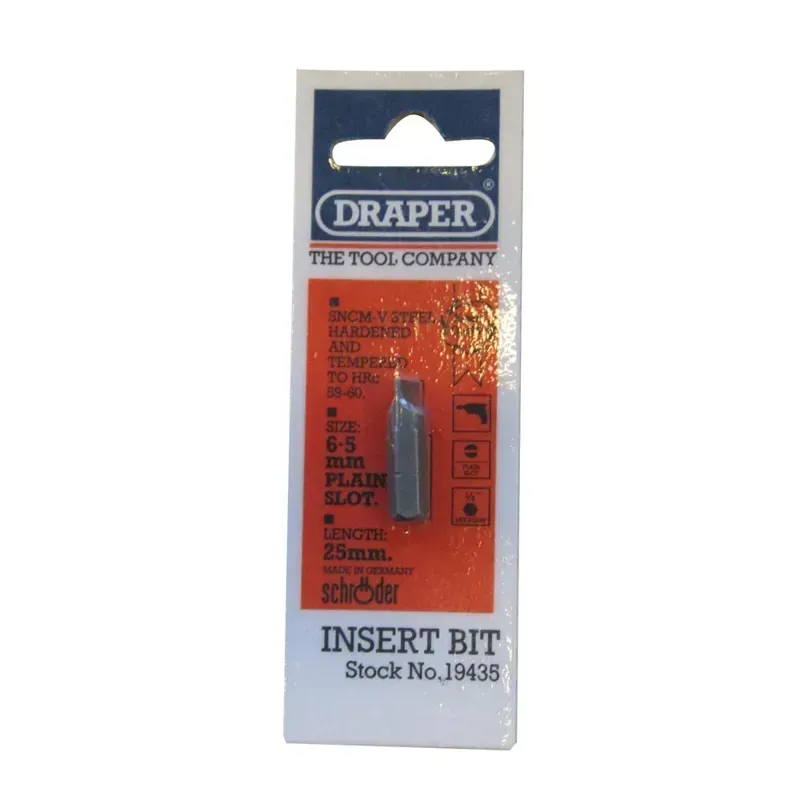 Draper Hex Screwdriver Bit - 10x6.5x25mm 1/4-inch