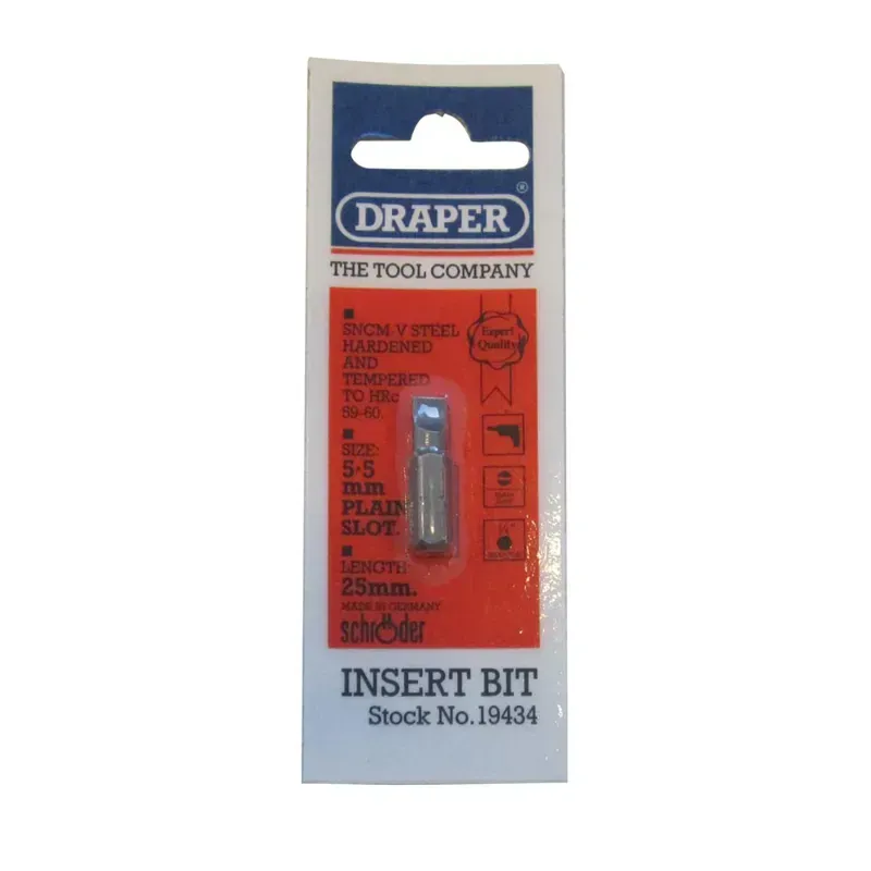 Draper Hex Screwdriver Bit - 10x5.5x25mm 1/4-inch