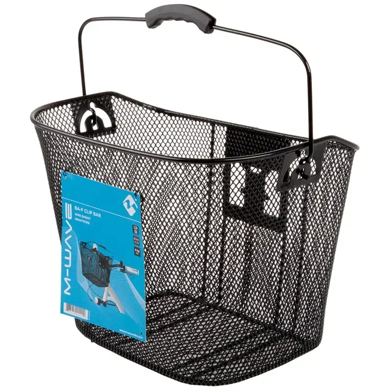 M-Wave BA-F Clip Bar Steel Front Basket In Black-3