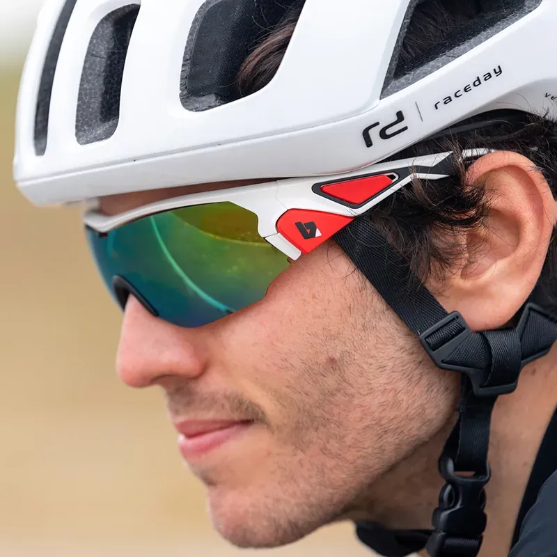 BZ Optics CRIT Mirrored Glasses with Revo Lenses in White + Green Lens-1