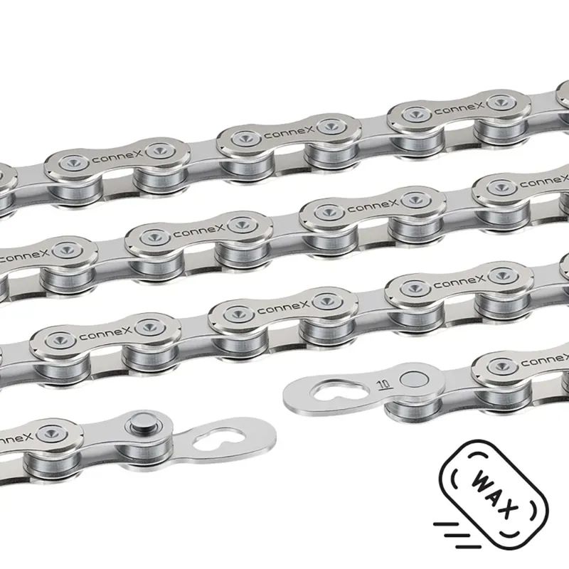 Connex 10WAX 10-speed Bicycle Chain - 11/128 - 116L in Nickel