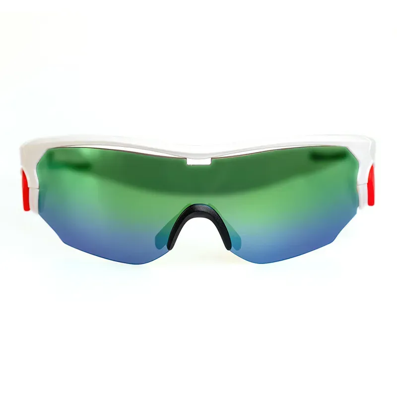 BZ Optics CRIT Mirrored Glasses with Revo Lenses in White + Green Lens-3