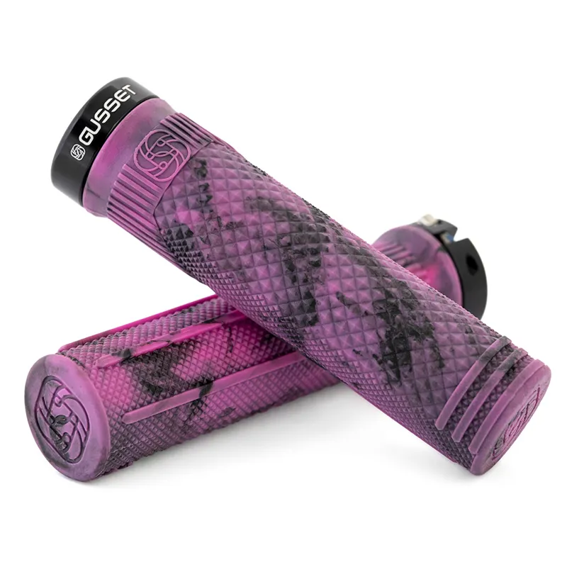 Gusset Grips S2 Lock-On Extra Soft Grips in Black/Pink Swirl