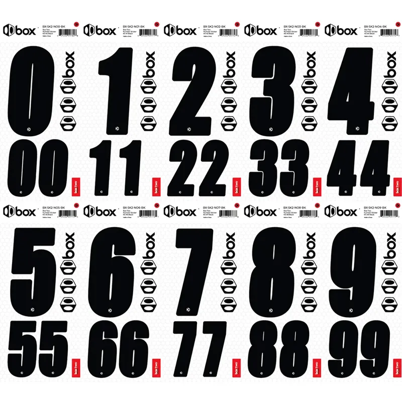 BOX BMX Two Number Sticker Kits - Black