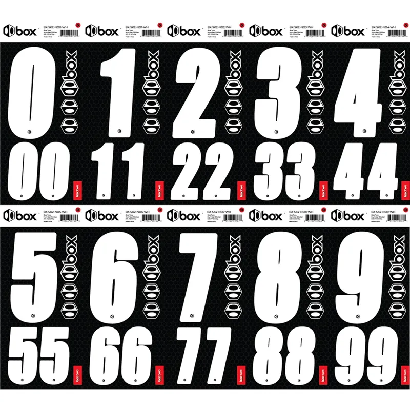BOX BMX Two Number Sticker Kits - White