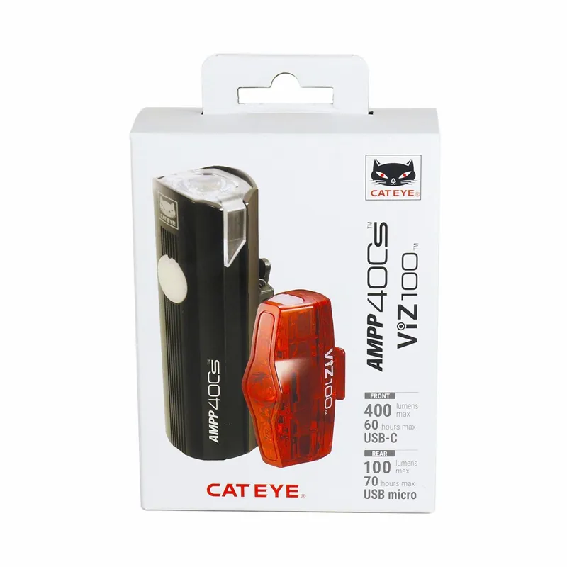 Cateye Ampp 400s / Viz 100 Bike Light Set: size-4