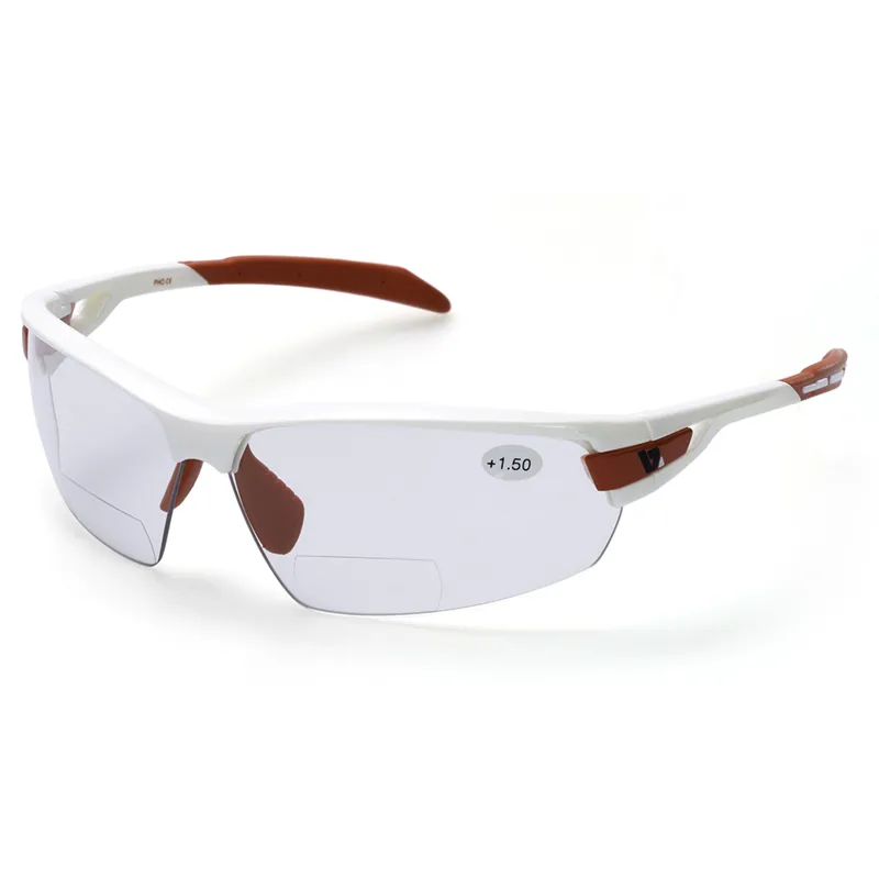BZ Optics PHO Bi-focal Photochromic Glasses in White + Red Trim
