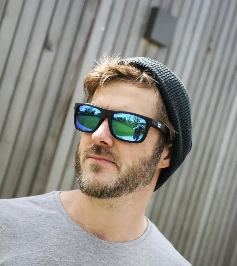 BZ Optics Urban Blue Mirrored Glasses in Matt Black-1