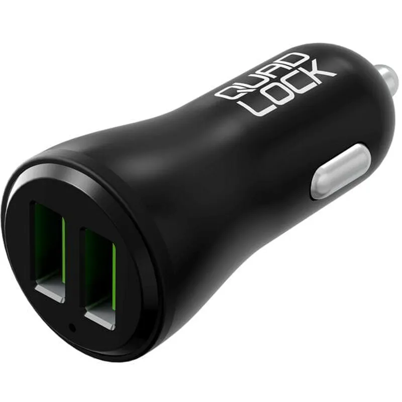 Quad Lock Dual USB 12V Car Charger in Black