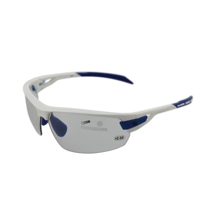 BZ Optics PHO Bi-focal Polarised Photochromic Glasses in White with Blue Trim