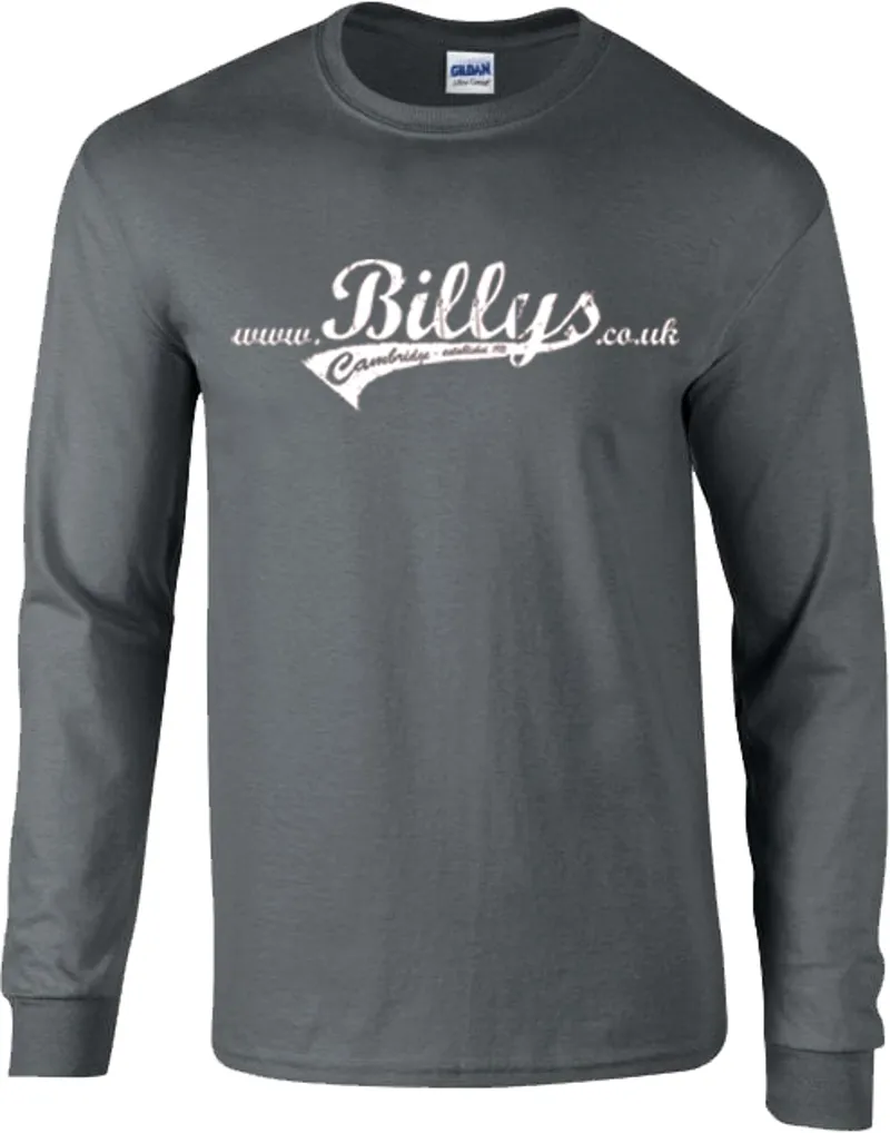 BILLYS Logo Long Sleeve Small T-Shirt in Charcoal