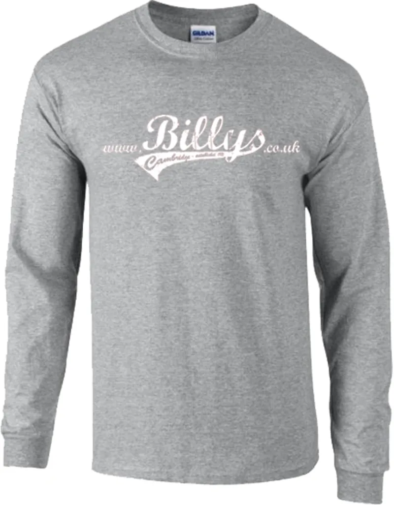 BILLYS Logo Long Sleeve Small T-Shirt in Sport Grey