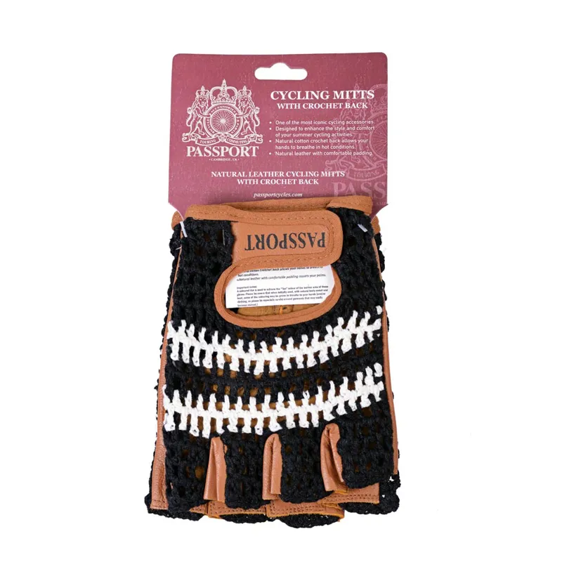 Passport Crochet Back Cycling Mitts in Black-1