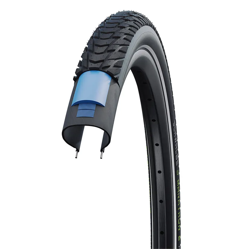 Schwalbe Marathon E-Plus 700 x 35/38C Tyres in Black+Reflex