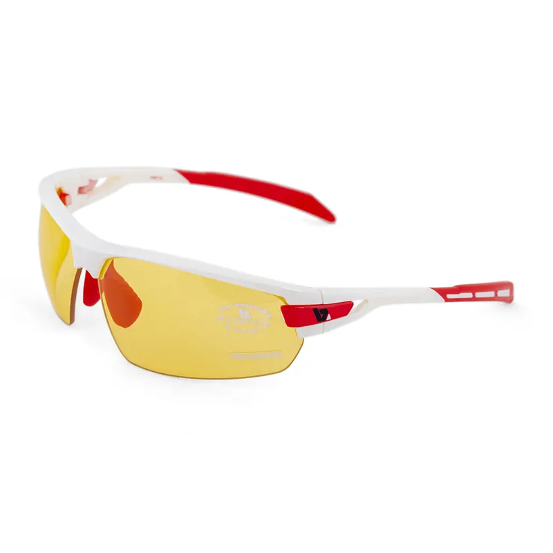 BZ Optics PHO HD Yellow Polarised Glasses in White with Red Trim