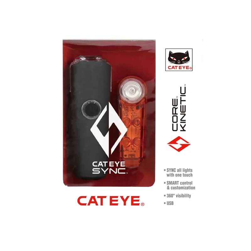 Cateye Sync Set Core and Kinetic Front and Rear Light Set